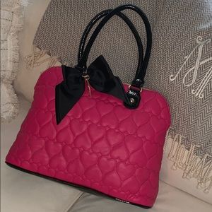 Betsey Johnson Puffed heart hot pink handbag